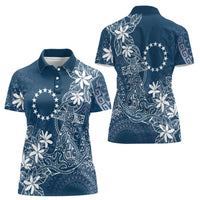Navy Kuki Airani Tapakau Women Polo Shirt Tribal Anchor Mix Tiare LT7 - Polynesian Pride