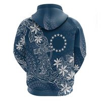Navy Kuki Airani Tapakau Zip Hoodie Tribal Anchor Mix Tiare LT7 - Polynesian Pride