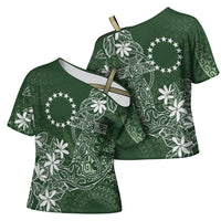 Sage Green Kuki Airani Tapakau Cross Shoulder Shirt Tribal Anchor Mix Tiare LT7 - Polynesian Pride