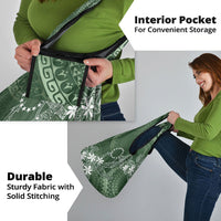 Sage Green Kuki Airani Tapakau Grocery Bag Tribal Anchor Mix Tiare LT7 - Polynesian Pride