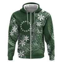 Sage Green Kuki Airani Tapakau Hoodie Tribal Anchor Mix Tiare LT7 Zip Hoodie Sage Green - Polynesian Pride