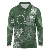 Sage Green Kuki Airani Tapakau Long Sleeve Polo Shirt Tribal Anchor Mix Tiare LT7 Sage Green - Polynesian Pride