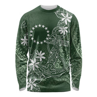 Sage Green Kuki Airani Tapakau Long Sleeve Shirt Tribal Anchor Mix Tiare LT7 Unisex Sage Green - Polynesian Pride