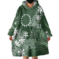 Sage Green Kuki Airani Tapakau Wearable Blanket Hoodie Tribal Anchor Mix Tiare LT7 - Polynesian Pride