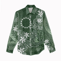 Sage Green Kuki Airani Tapakau Women Casual Shirt Tribal Anchor Mix Tiare LT7 - Polynesian Pride
