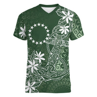 Sage Green Kuki Airani Tapakau Women V-Neck T-Shirt Tribal Anchor Mix Tiare LT7 Female Sage Green - Polynesian Pride