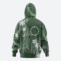 Sage Green Kuki Airani Tapakau Zip Hoodie Tribal Anchor Mix Tiare LT7 - Polynesian Pride