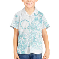 Turquoise Kuki Airani Tapakau Family Matching Off Shoulder Short Dress and Hawaiian Shirt Tribal Anchor Mix Tiare LT7 Son's Shirt Turquoise - Polynesian Pride