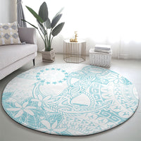 Turquoise Kuki Airani Tapakau Round Carpet Tribal Anchor Mix Tiare