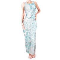 Turquoise Kuki Airani Tapakau Tank Maxi Dress Tribal Anchor Mix Tiare LT7 Women Turquoise - Polynesian Pride