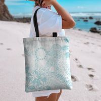 Turquoise Kuki Airani Tapakau Tote Bag Tribal Anchor Mix Tiare