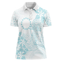 Turquoise Kuki Airani Tapakau Women Polo Shirt Tribal Anchor Mix Tiare LT7 Female Turquoise - Polynesian Pride