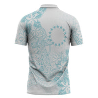 Turquoise Kuki Airani Tapakau Zipper Polo Shirt Tribal Anchor Mix Tiare LT7 - Polynesian Pride