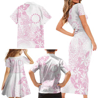 Candy Pink Kuki Airani Tapakau Family Matching Short Sleeve Bodycon Dress and Hawaiian Shirt Tribal Anchor Mix Tiare LT7 - Polynesian Pride