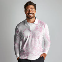 Candy Pink Kuki Airani Tapakau Long Sleeve Polo Shirt Tribal Anchor Mix Tiare LT7 - Polynesian Pride
