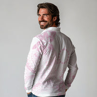 Candy Pink Kuki Airani Tapakau Long Sleeve Polo Shirt Tribal Anchor Mix Tiare LT7 - Polynesian Pride