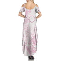 Candy Pink Kuki Airani Tapakau Summer Maxi Dress Tribal Anchor Mix Tiare LT7 - Polynesian Pride