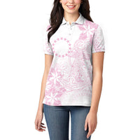 Candy Pink Kuki Airani Tapakau Women Polo Shirt Tribal Anchor Mix Tiare LT7 - Polynesian Pride
