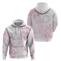 Candy Pink Kuki Airani Tapakau Zip Hoodie Tribal Anchor Mix Tiare LT7 - Polynesian Pride