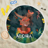 Hawaii Hula Girl Vintage Beach Blanket Tropical Forest