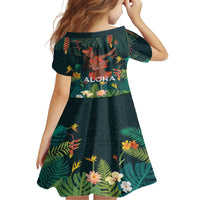 Hawaii Hula Girl Vintage Family Matching Off Shoulder Maxi Dress and Hawaiian Shirt Tropical Forest