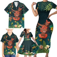 Hawaii Hula Girl Vintage Family Matching Short Sleeve Bodycon Dress and Hawaiian Shirt Tropical Forest LT7 - Polynesian Pride