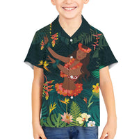 Hawaii Hula Girl Vintage Family Matching Summer Maxi Dress and Hawaiian Shirt Tropical Forest LT7 Son's Shirt Colorful - Polynesian Pride
