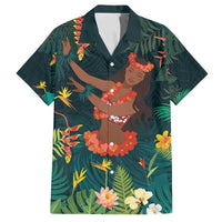 Hawaii Hula Girl Vintage Family Matching Tank Maxi Dress and Hawaiian Shirt Tropical Forest LT7 Dad's Shirt - Short Sleeve Colorful - Polynesian Pride