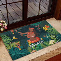 Hawaii Hula Girl Vintage Rubber Doormat Tropical Forest