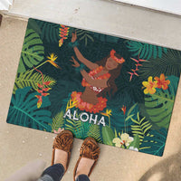 Hawaii Hula Girl Vintage Rubber Doormat Tropical Forest