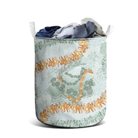 Hawaii Kaho'olawe Island Flowers Lei Laundry Basket Silver Hinahina Kū Kahakai