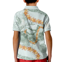 Hawaii Kaho'olawe Island Flowers Lei Kid Polo Shirt Silver Hinahina Kū Kahakai