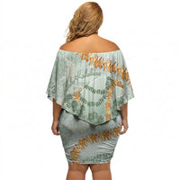 Hawaii Kaho'olawe Island Flowers Lei Off Shoulder Short Dress Silver Hinahina Kū Kahakai