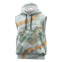 Hawaii Kaho'olawe Island Flowers Lei Sleeveless Hoodie Silver Hinahina Kū Kahakai