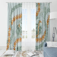 Hawaii Kaho'olawe Island Flowers Lei Window Curtain Silver Hinahina Kū Kahakai