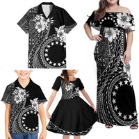 Kia Orana Cook Islands Family Matching Off Shoulder Maxi Dress and Hawaiian Shirt Tiare and Stars LT7 - Polynesian Pride