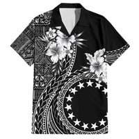 Kia Orana Cook Islands Family Matching Tank Maxi Dress and Hawaiian Shirt Tiare and Stars LT7 Dad's Shirt - Short Sleeve Black - Polynesian Pride