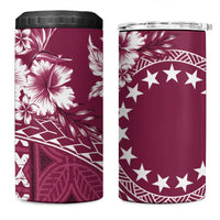 Kia Orana Cook Islands 4 in 1 Can Cooler Tumbler Tiare & Stars - Maroon LT7 One Size: 16 oz Maroon - Polynesian Pride