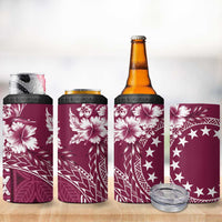 Kia Orana Cook Islands 4 in 1 Can Cooler Tumbler Tiare & Stars - Maroon LT7 - Polynesian Pride