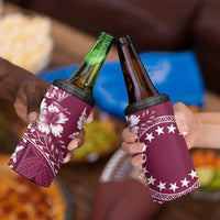 Kia Orana Cook Islands 4 in 1 Can Cooler Tumbler Tiare & Stars - Maroon LT7 - Polynesian Pride