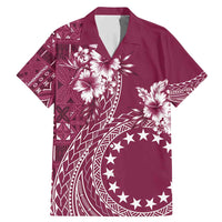 Kia Orana Cook Islands Family Matching Mermaid Dress and Hawaiian Shirt Tiare and Stars - Maroon LT7 Dad's Shirt - Short Sleeve Maroon - Polynesian Pride