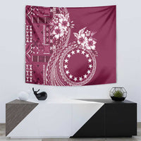 Kia Orana Cook Islands Tapestry Tiare and Stars - Maroon LT7 - Polynesian Pride