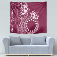 Kia Orana Cook Islands Tapestry Tiare and Stars - Maroon LT7 - Polynesian Pride