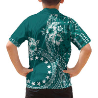 Kia Orana Cook Islands Family Matching Tank Maxi Dress and Hawaiian Shirt Tiare and Stars - Teal LT7 - Polynesian Pride