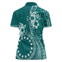Kia Orana Cook Islands Women Polo Shirt Tiare and Stars - Teal