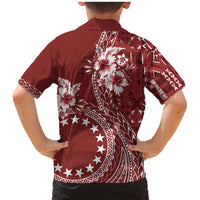 Kia Orana Cook Islands Family Matching Mermaid Dress and Hawaiian Shirt Tiare and Stars - Scarlet LT7 - Polynesian Pride