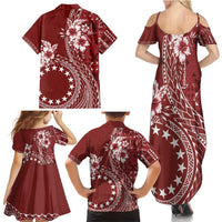 Kia Orana Cook Islands Family Matching Summer Maxi Dress and Hawaiian Shirt Tiare and Stars - Scarlet LT7 - Polynesian Pride