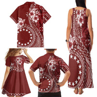 Kia Orana Cook Islands Family Matching Tank Maxi Dress and Hawaiian Shirt Tiare and Stars - Scarlet LT7 - Polynesian Pride