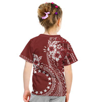 Kia Orana Cook Islands Kid T Shirt Tiare and Stars - Scarlet LT7 - Polynesian Pride