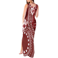 Kia Orana Cook Islands Tank Maxi Dress Tiare and Stars - Scarlet